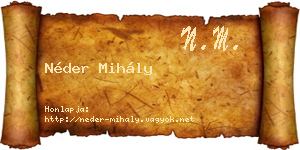 Néder Mihály névjegykártya